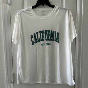 Shein White California West Coast Graphic T-Shirt 2XL 100% Polyester